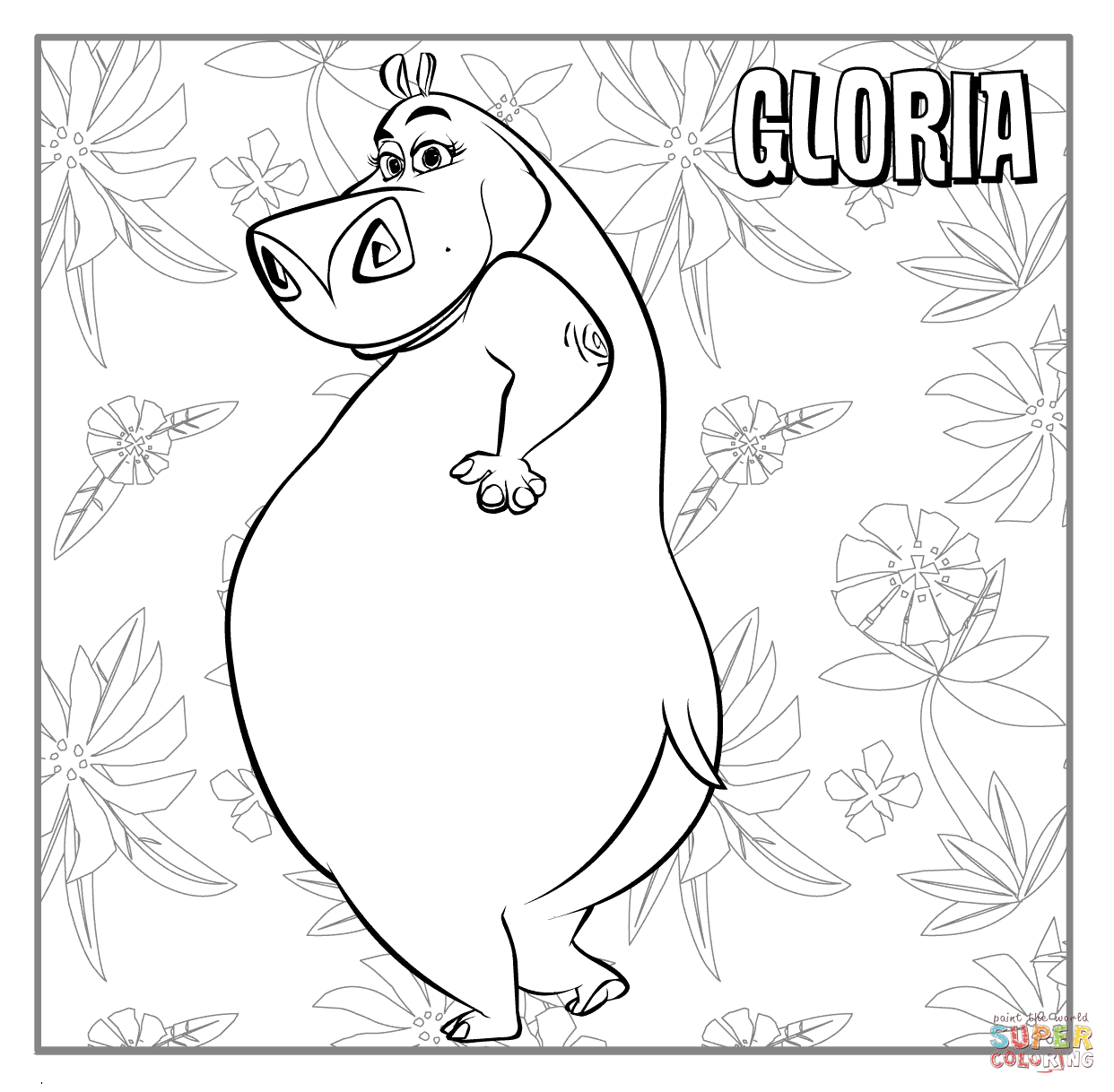 Gloria And Melman coloring page | Free Printable Coloring Pages