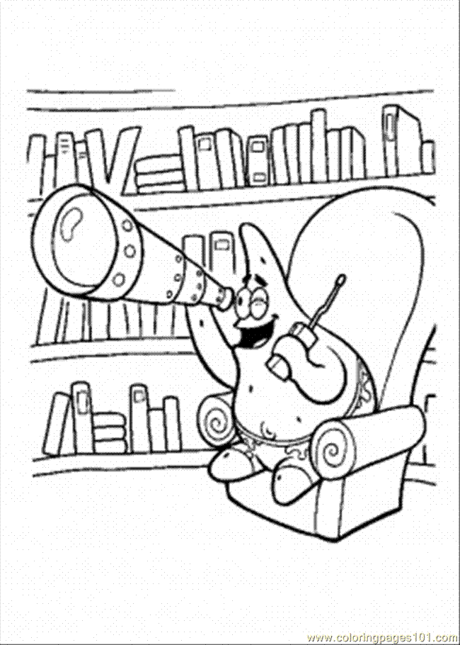 Coloring Pages Partick In The Library (Cartoons > SpongeBob 