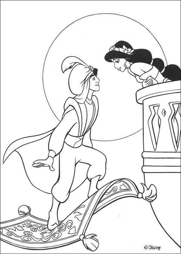 Aladdin and Jasmine Rose Rug | Disney Coloring Pages