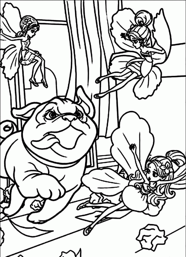 Download Barbie Thumbelina Feels Afraid Of Wild Dog Coloring Pages 