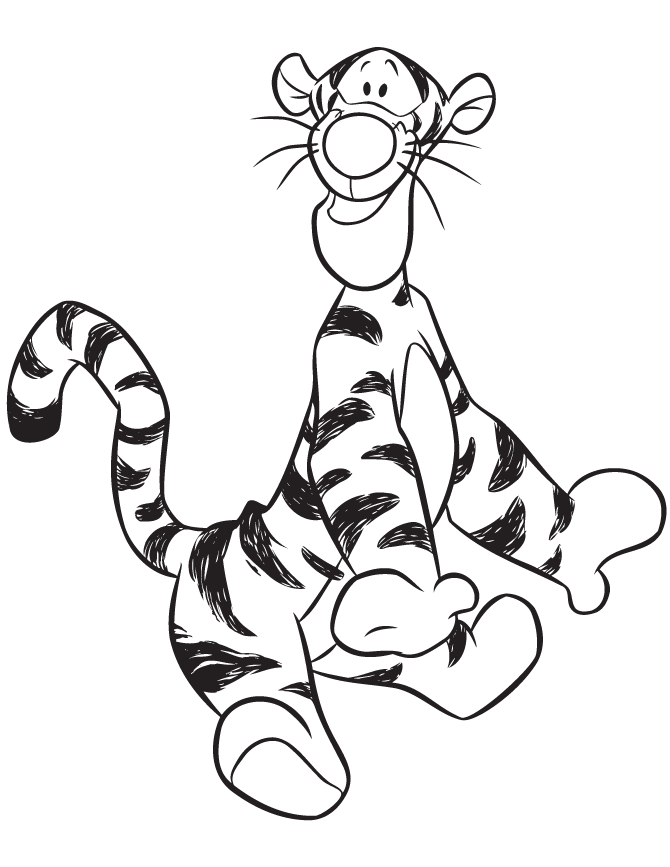 Winnie The Pooh Cute Tigger Coloring Page | HM Coloring Pages