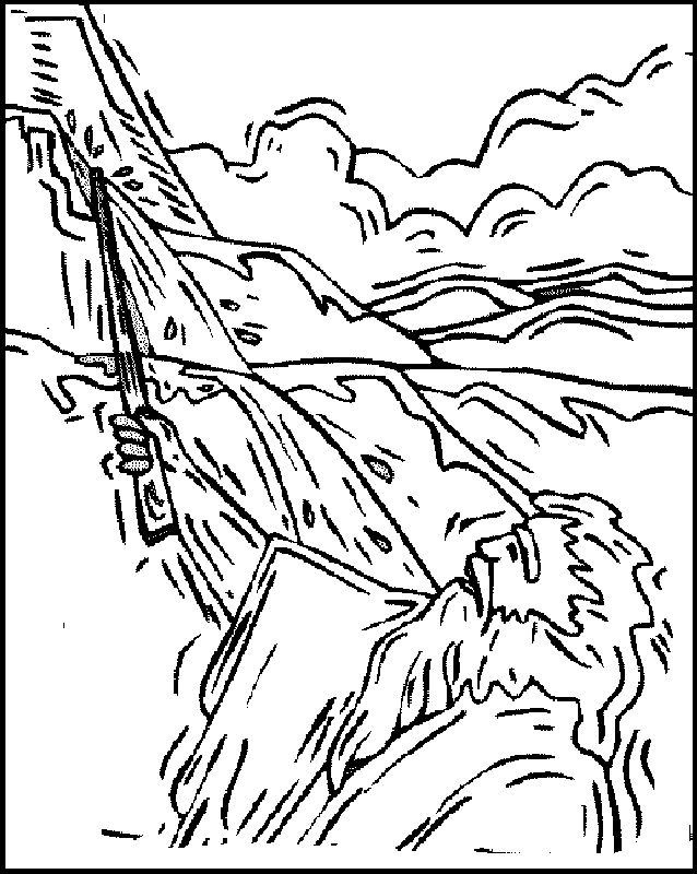 Moses hits the rock at Meribah