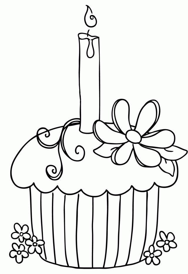 Cupcake With Candle Coloring Pages Cookie Coloring Pages 290591 