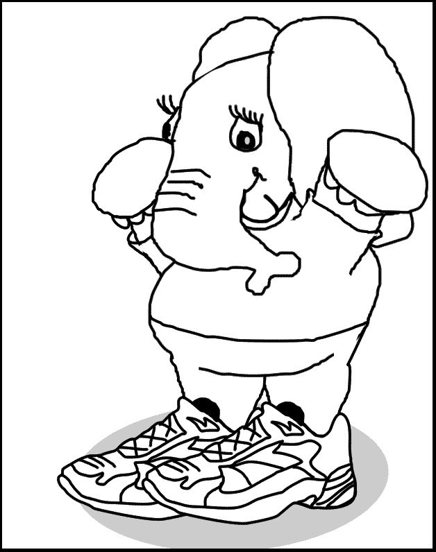 free coloring page of an elephant with shoes