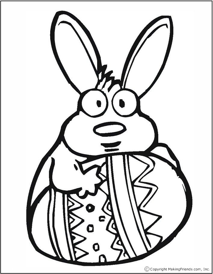 Easter Bunny and Egg Coloring Page