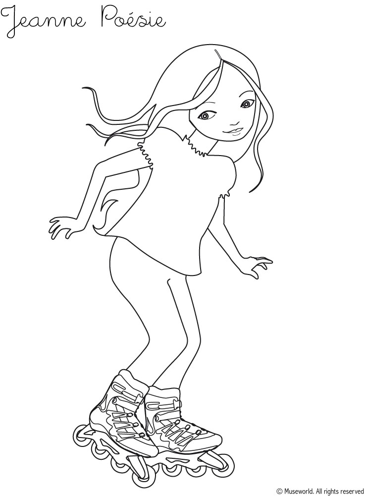 Jeanne roller skating coloring pages - Hellokids.com