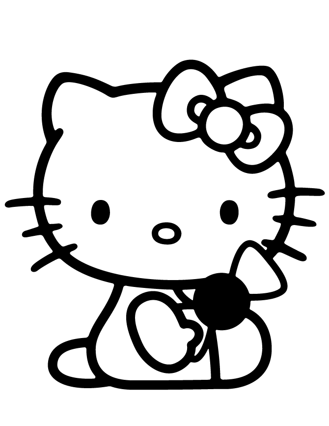 Hello Kitty Holding Candy Coloring Page | H & M Coloring Pages