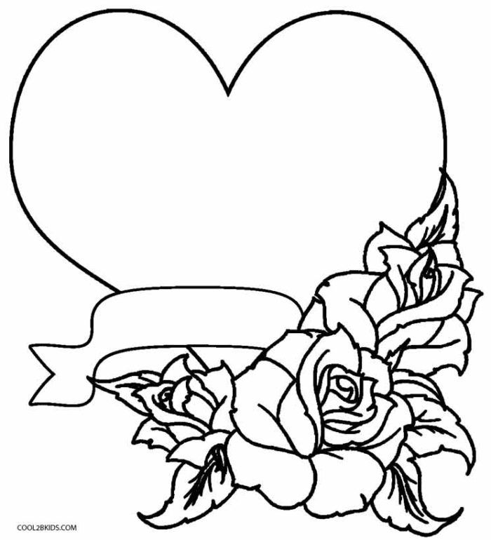 coloring pictures of roses and hearts high quality coloring pages ...