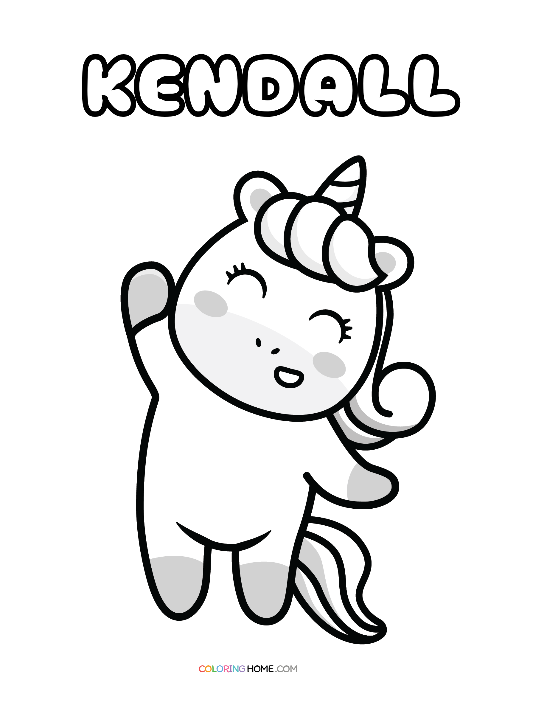 Kendall unicorn coloring page