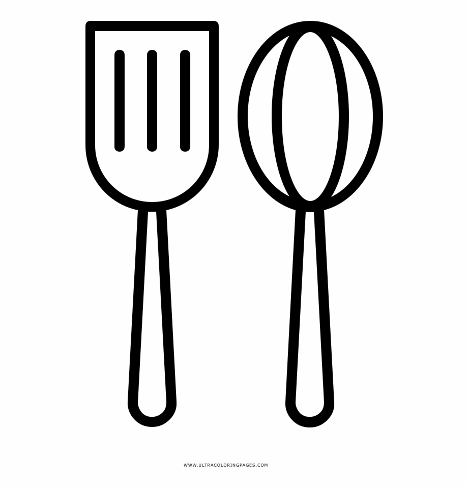 Cooking Utensils Coloring Page Black And White - Clip Art Library