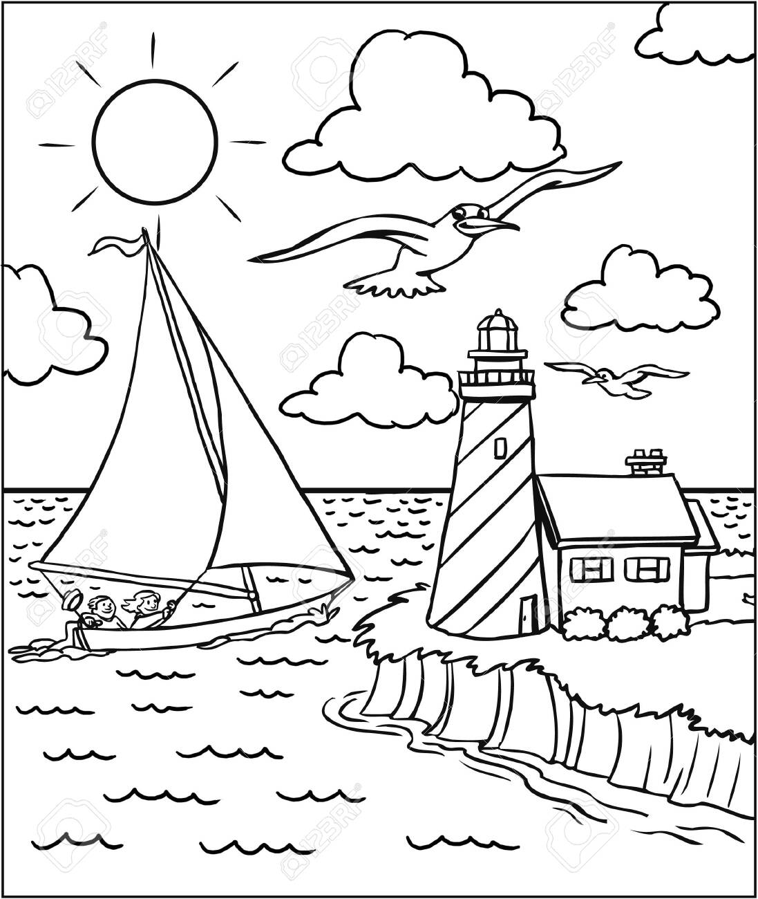 Printable Sailboat Coloring Pages