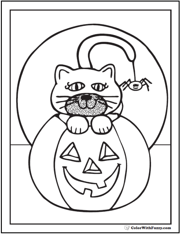 72+ Halloween Printable Coloring Pages: Jack O'Lanterns, Spiders, Bats