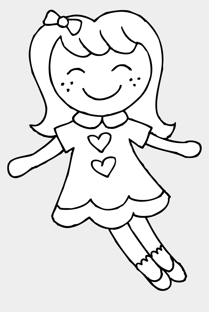 Cute Dolly Coloring Page - Doll Clipart Black And White, Cliparts &  Cartoons - Jing.fm
