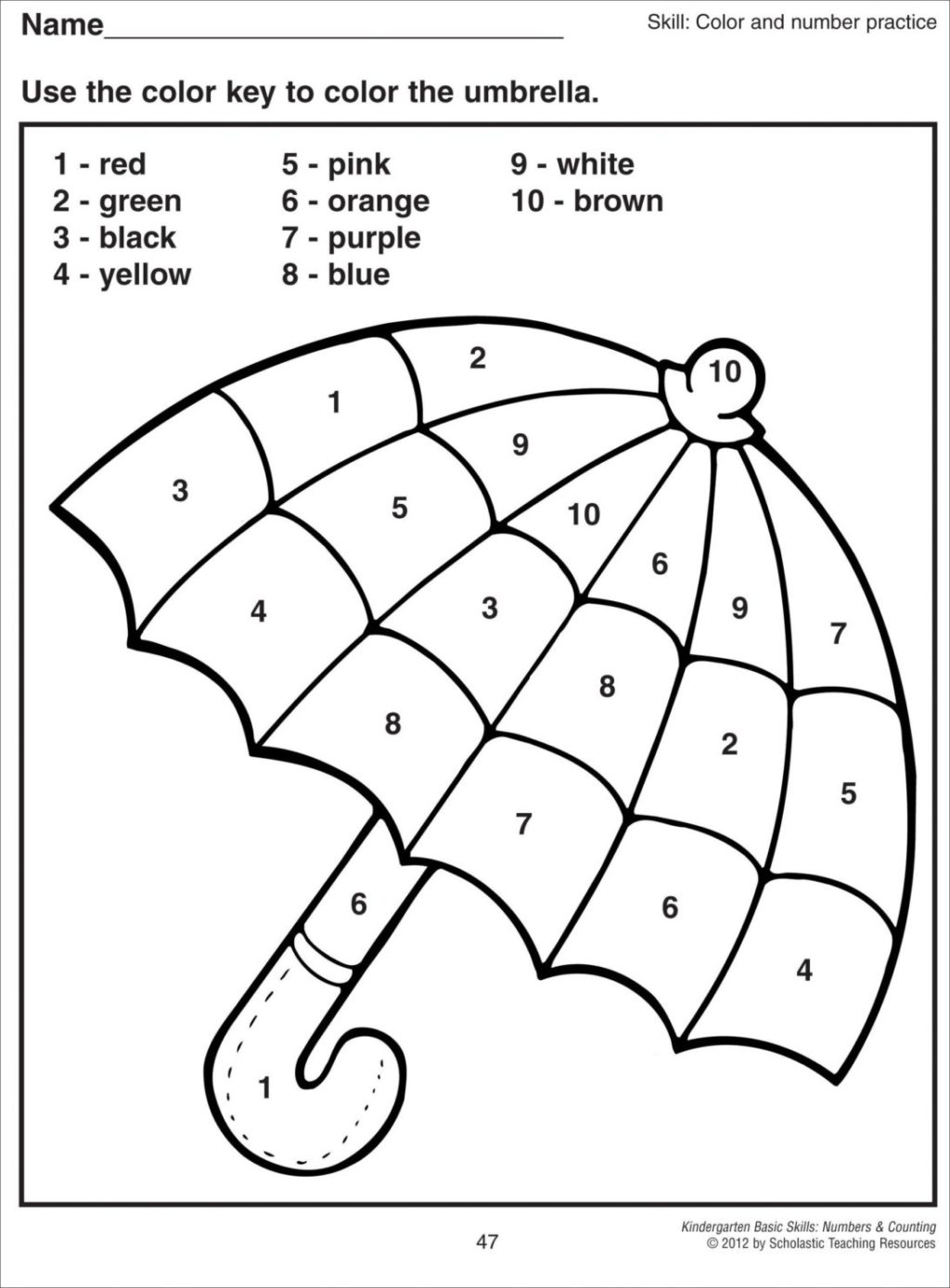 Free Printable Math Coloring Worksheets Kindergarten