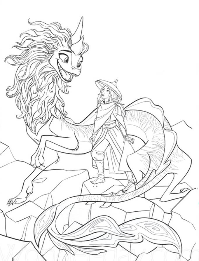 Raya and Sisu Coloring Page - Free Printable Coloring Pages for Kids