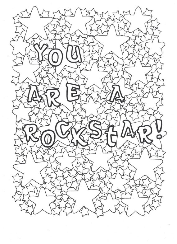 You are a rockstar coloring page | Etsy