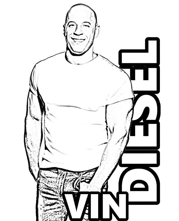 Vin Diesel free picture for coloring. #VinDiesel #Actor #ColoringPage | Vin  diesel, Coloring pages, Hip hop artwork
