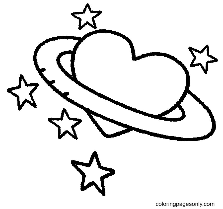 A Heart Shaped Planet Coloring Pages - Heart Coloring Pages - Coloring Pages  For Kids And Adults