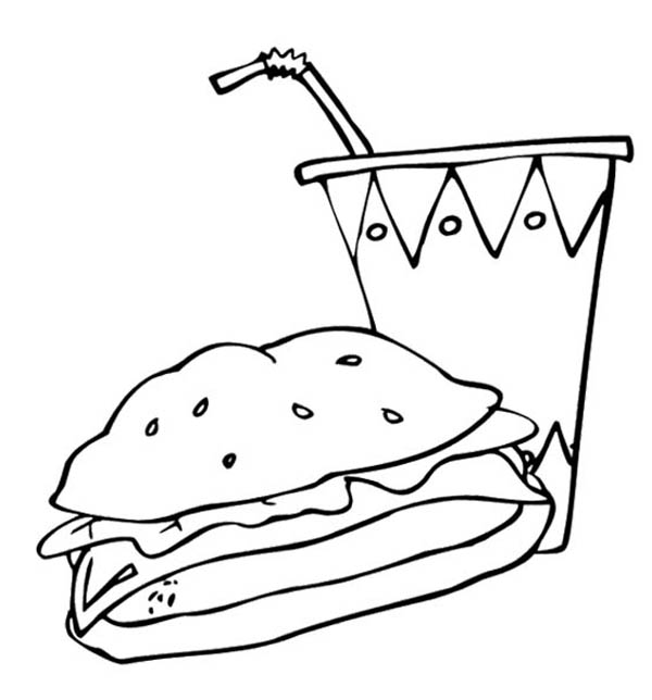 Junk Food Burger And Drink Coloring Page - Download & Print Online Coloring  Pages for Free | Color Nim… | Food coloring pages, Coloring pages, Online coloring  pages