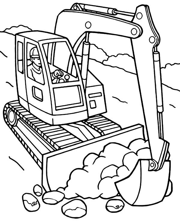 Printable excavator coloring page - Topcoloringpages.net