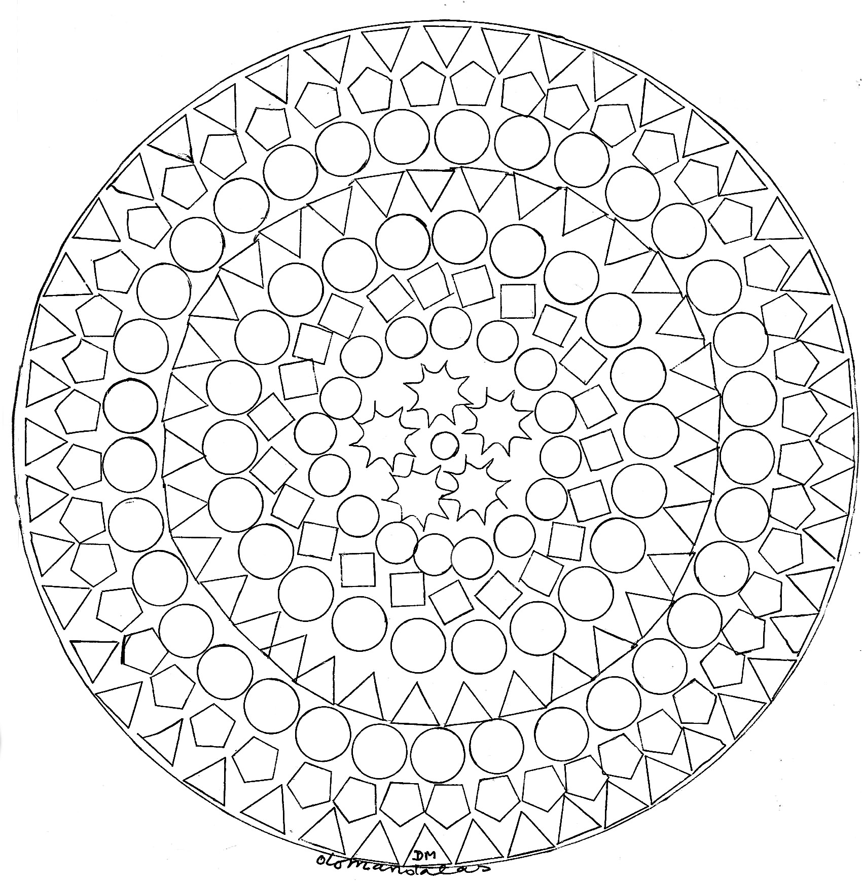 Hand drawn Mandala with circles and squares - Mandalas with Geometric  patterns - 100% Mandalas Zen & Anti-stress