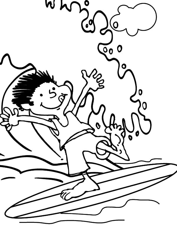 Surfer Boy Hawaii Wave Coloring Pages : Coloring Sun