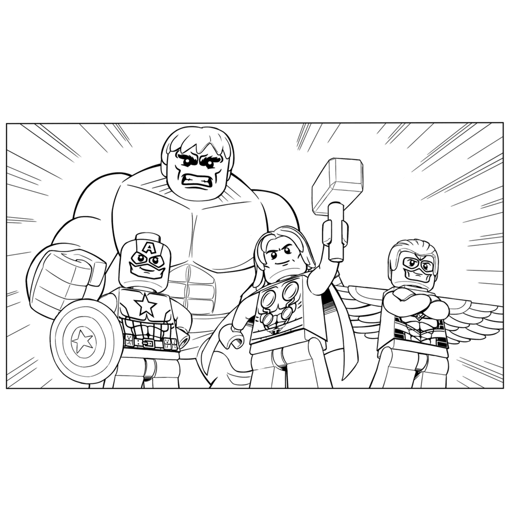Hulk, Captain America, Thor en Hawkeye - Coloring pages for kids