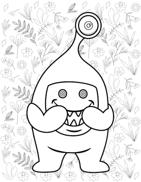Premium Vector | Monster coloring page, monster vector, monster white and  black, monster coloring for kids