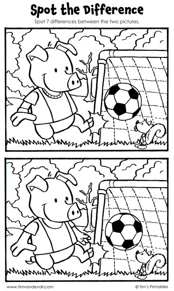 Spot the Difference - The Soccer Players - Tim's Printables