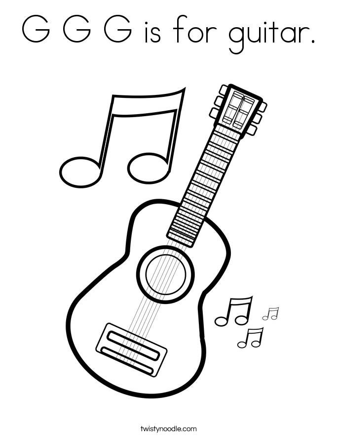 G G G is for guitar Coloring Page - Twisty Noodle
