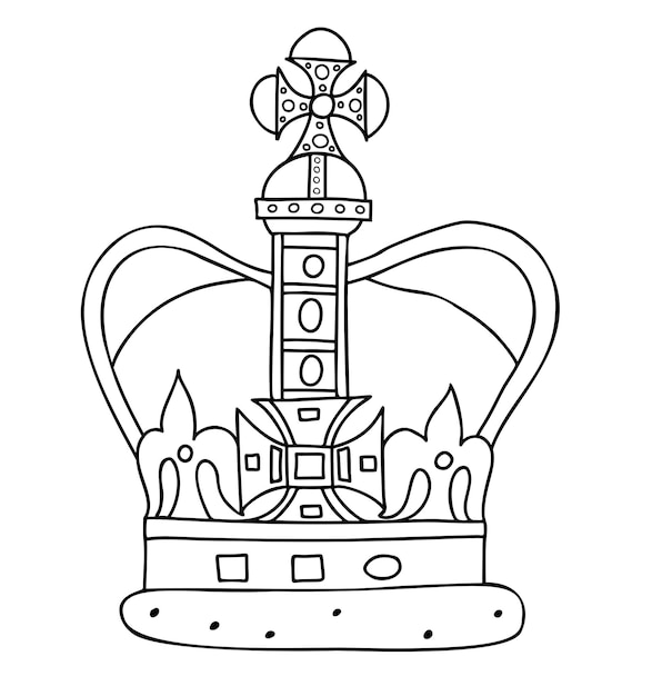 Premium Vector | Imperial state crown of uk and king charles iii british  monarch vector linear hand drawn doodle