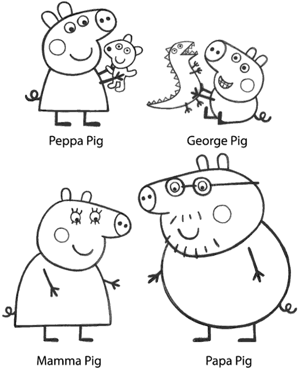 Peppa Pig family coloring page - Topcoloringpages.net