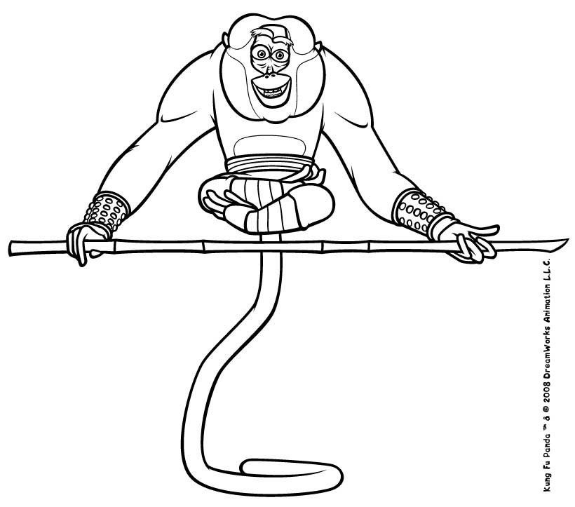 KUNG FU PANDA coloring pages - Master Monkey doing yoga