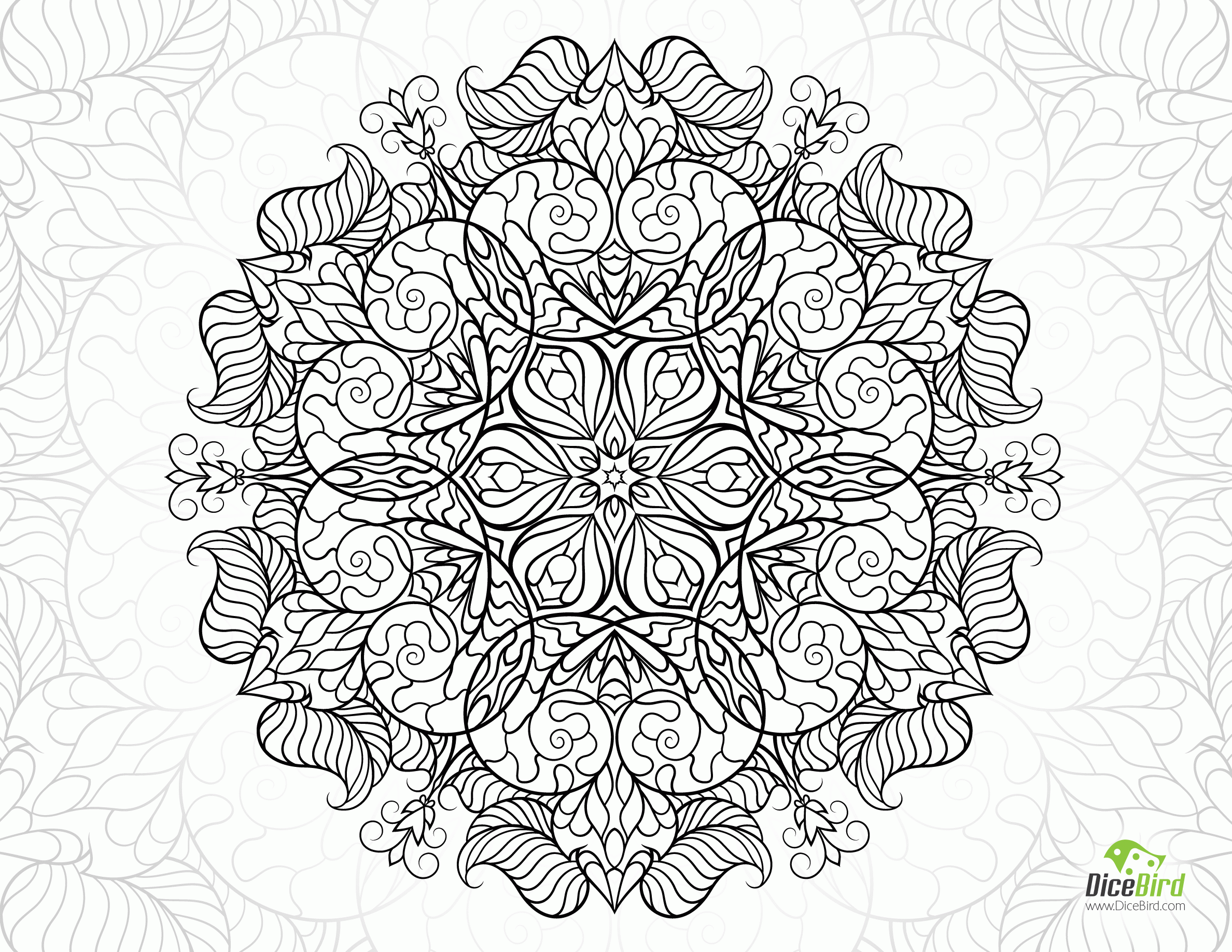 Snail Mandala Flower free hard coloring pages