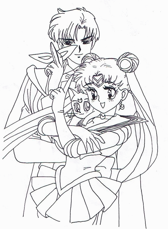 Sailor Moon And Tuxedo Mask Coloring Pages | Nucoloring.xyz