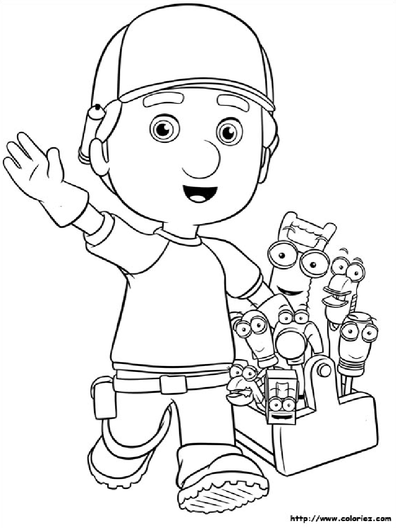 Image of Many and its tools to print and color - Handy Manny Kids Coloring  Pages