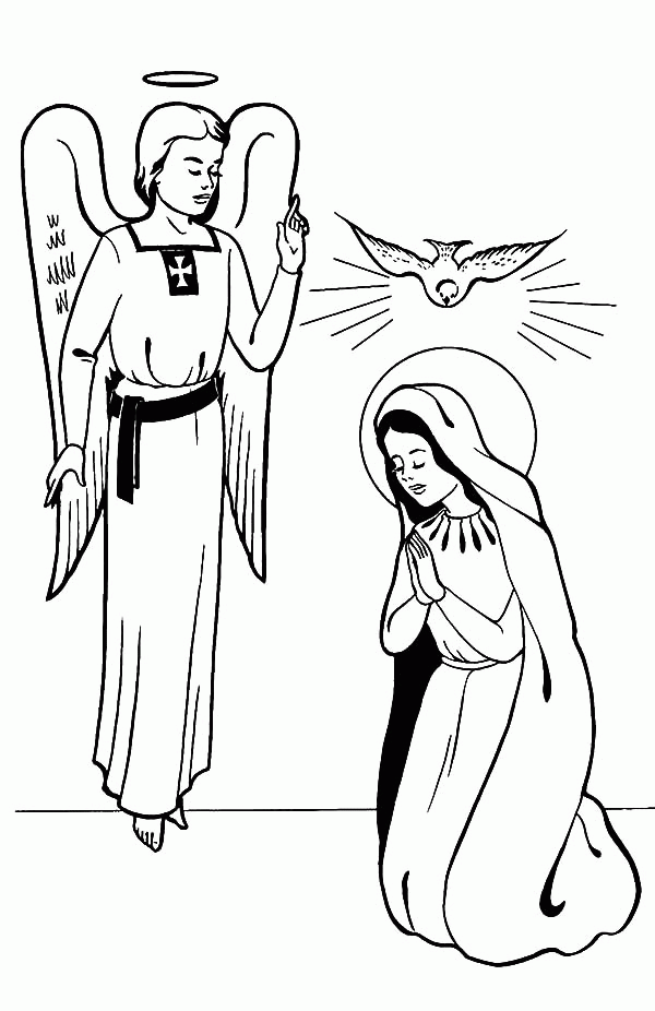 Angel Appears to Mary Coloring Pages for Kids | Bulk Color