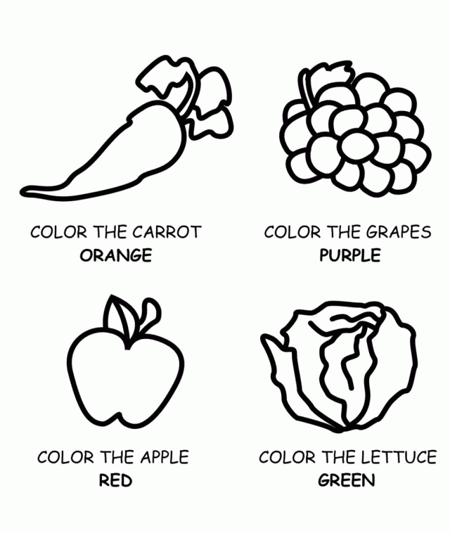 Print Healthy Food Fruit And Vegetables Coloring Page | Laptopezine.