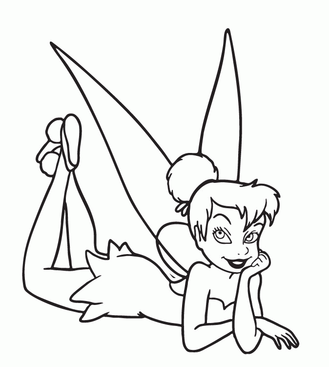 Tinkerbell resting Coloring Page