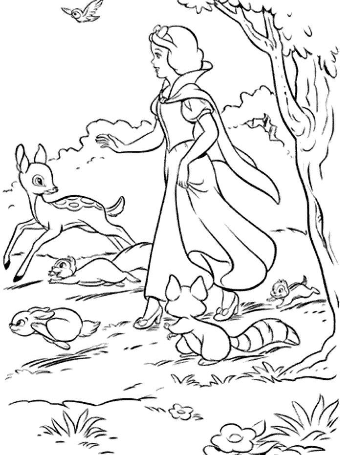 Princess Snow White Is Something In The Jungle Coloring Pages 