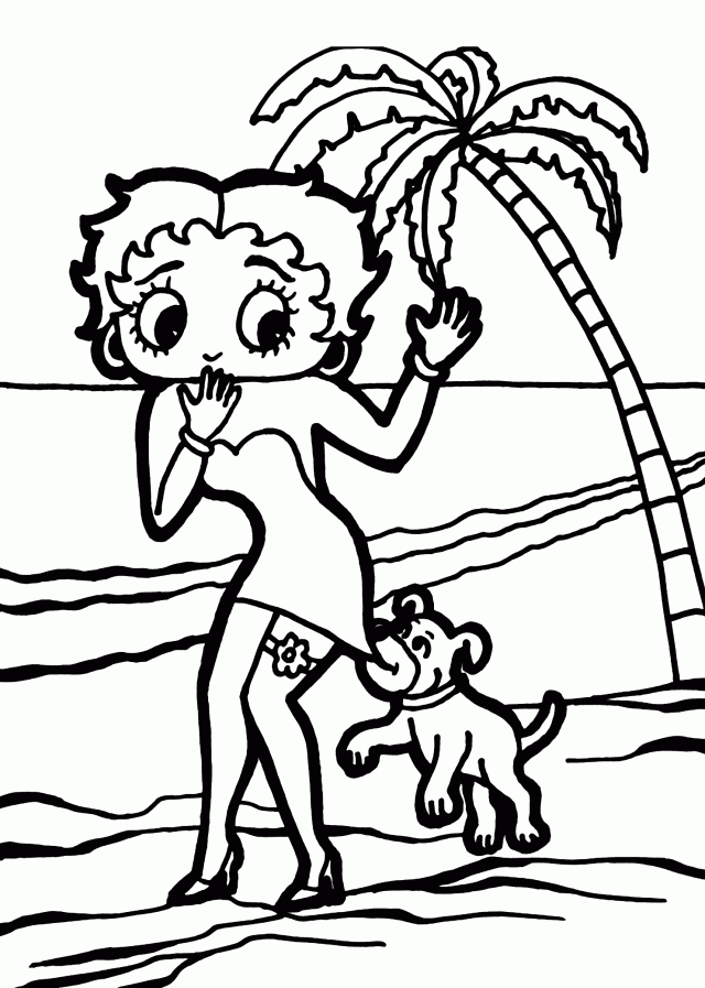 Betty Boop Beach Coloring Pages For Kids Printable Free 271098 