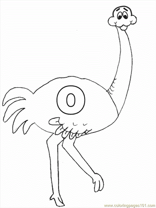 Coloring Pages O Ostrich (Education > Alphabets) - free printable 