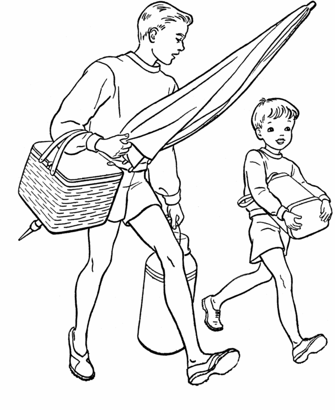 Dad And Family Go To Picnic Coloring Pages : Dad And Family Go To 