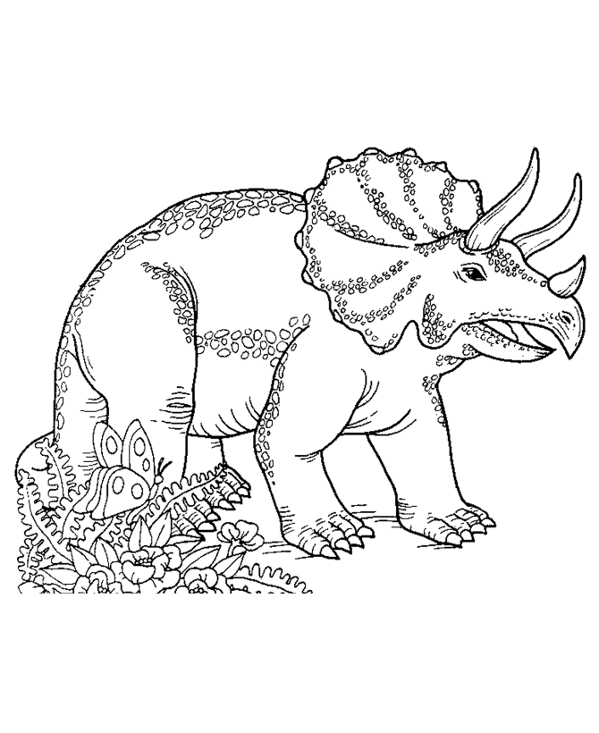 Dinosaur Coloring Page Sheet | Printable Triceratops coloring page 