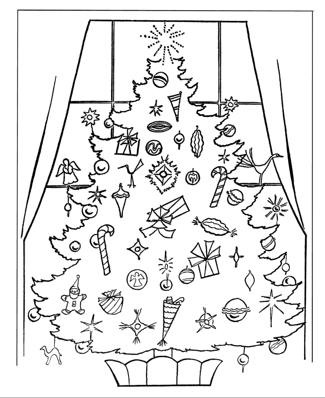 Christmas Tree Coloring Pages - Christmas Tree in the Window 