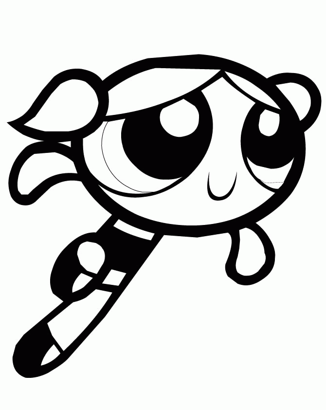 Powerpuff Girls Bubbles Watering Flowers Coloring Pages 