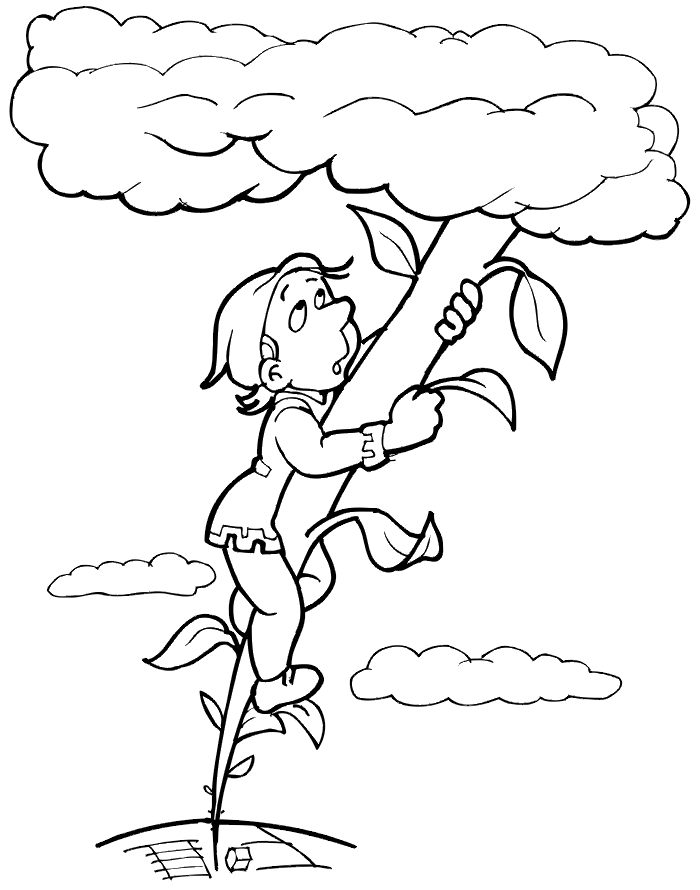 Jack And The Beanstalk Coloring Page | Climbing Beanstalk