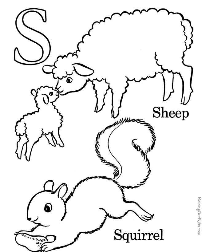 Coloring & Activity Pages: "S" is for "Sheep" & "Squirrel 