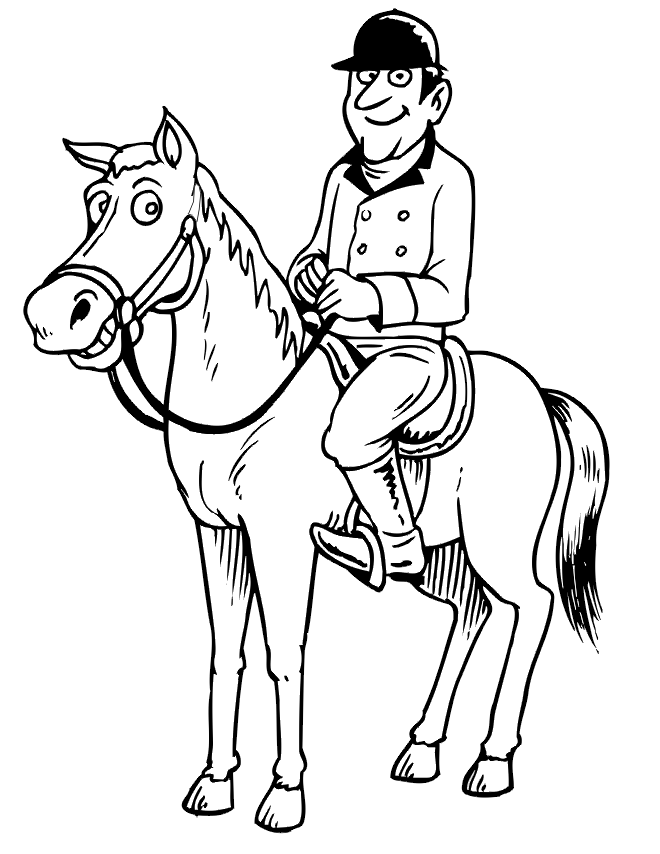 Jockey on horse coloring page | Derby party