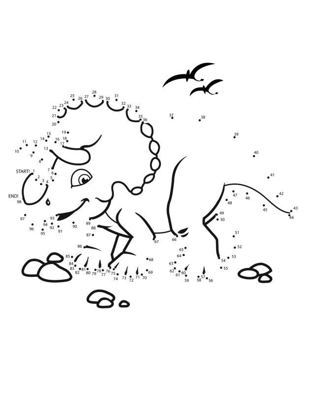 Connect the dot - Dino - Free Printable Coloring Pages